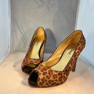 Leopard Print Peep Toe Heels Size 7